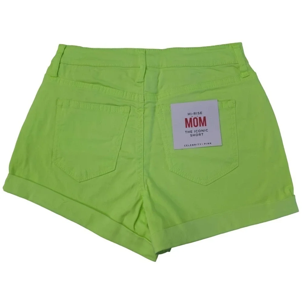 Celebrity Pink High Rise Mom Shorts Neon Yellow Size 3 26 NWT